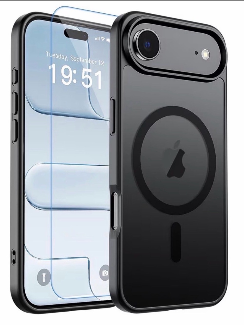 Black MagSafe-Compatible iPhone Case with Screen Protector
